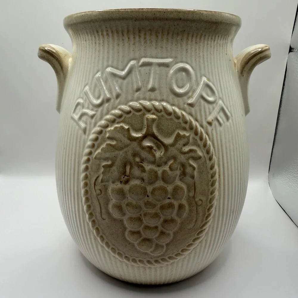 Vintage Rumtopf Crock Canister Grape Vine Rare Cream Color West Germany Rum Pot